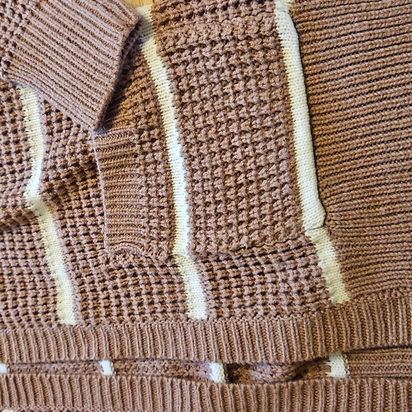 Pink Rose Textured Cardigan in Brown and Cream - Picture 2 of 4